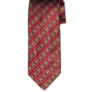 Robert Talbott Silk Tie Necktie Handsewn Red Gold Black Blue Men's